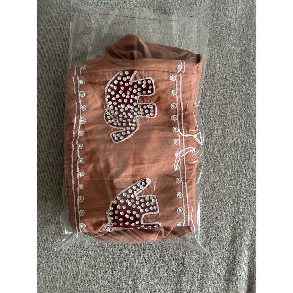 Embellished Orange Embroidery Skirt L Boho Indie Elephant - Picture 7 of 9